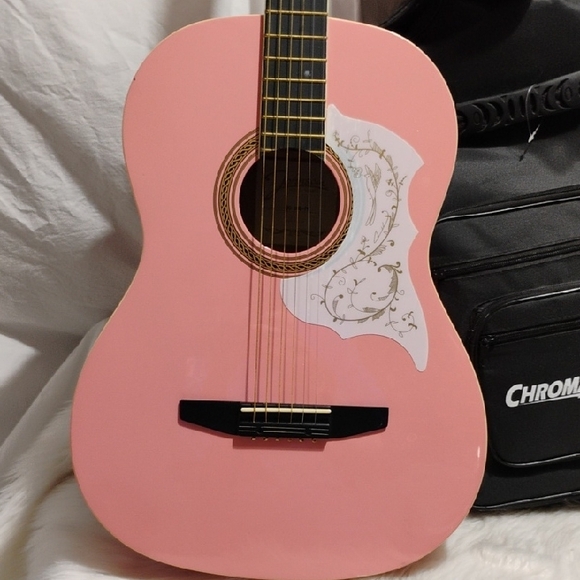 SALE! Johnson JG 100 Pink Acoustic Guitar W Case - Picture 2 of 12